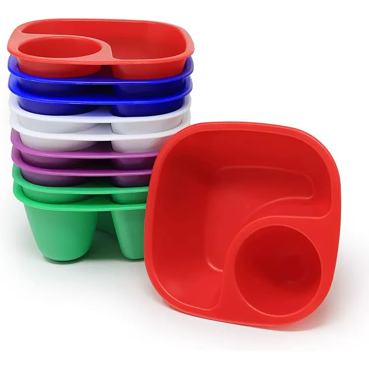 供应塑料零食碗点心碗分格碗麦片碗2格碗塑料碗薯条碗塑料碗