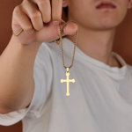 金锐雅工厂代工定制十字架项链欧美男士复古哥特钛钢骷髅吊坠饰品