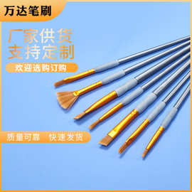 厂家批发跨境木杆圆头斜峰硅胶握手画笔勾线丙烯绘画刷水粉水彩笔