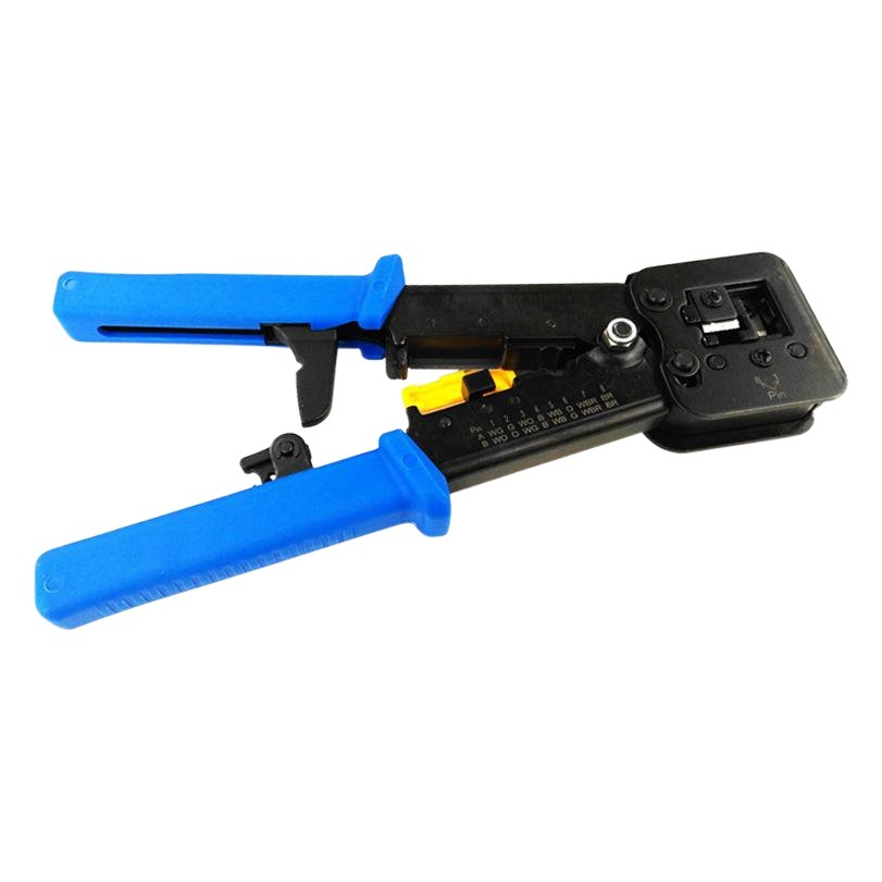 Alicates de red EZ multifuncional 6P8P a través de agujero alicates de malla perforada Crystal Head Crimping alicates RJ45 a través de agujero de malla