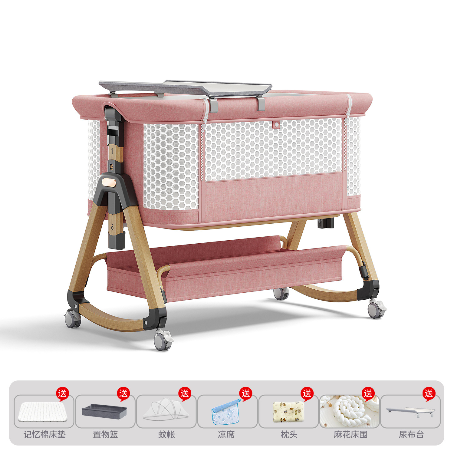 Cama de bebé móvil portátil cuna cama plegable multifuncional BB cama para recién nacidos empalme cama grande