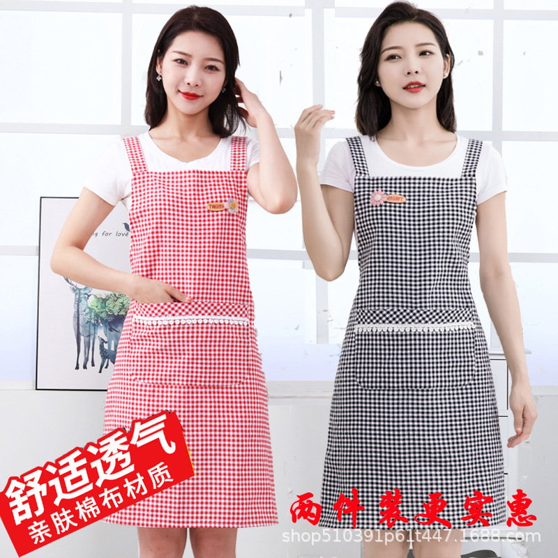 围裙棉布时尚透气网红围腰男女上班工作服厨房家用防油罩衣女外穿