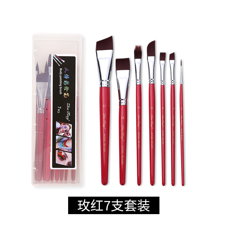 Cepillo especial para pintura facial, pincel, juego de 17 bolígrafos de gancho, bolígrafos en relieve, cepillos de fila, picos planos, picos oblicuos, pétalos