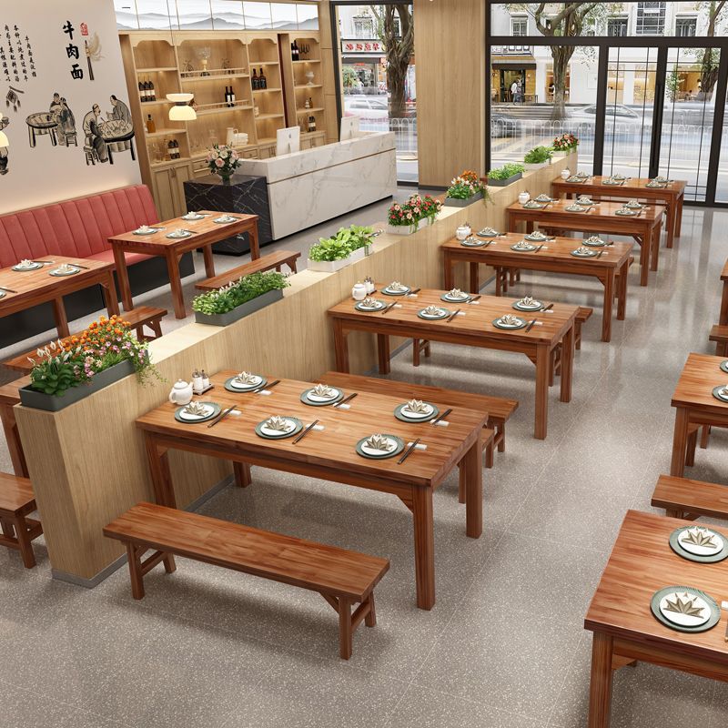 实木餐桌商用餐饮桌椅火锅饭店面馆桌椅快餐食堂吃饭桌子碳化餐桌|undefined