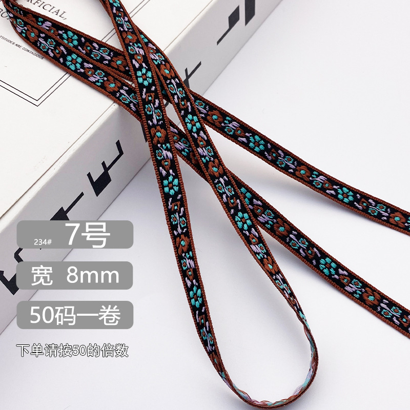 Chuanzhou ropa accesorios de encaje de poliéster jacquard banda 8MM flores decoración universal borde de zapatos accesorios gorra