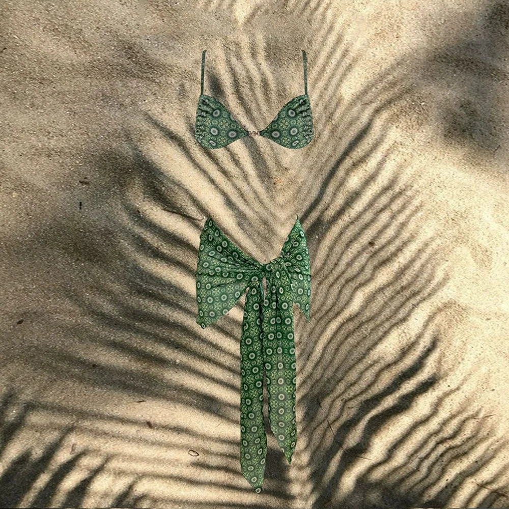 Комплект, купальник, халат, маленькое платье, 3 предмета