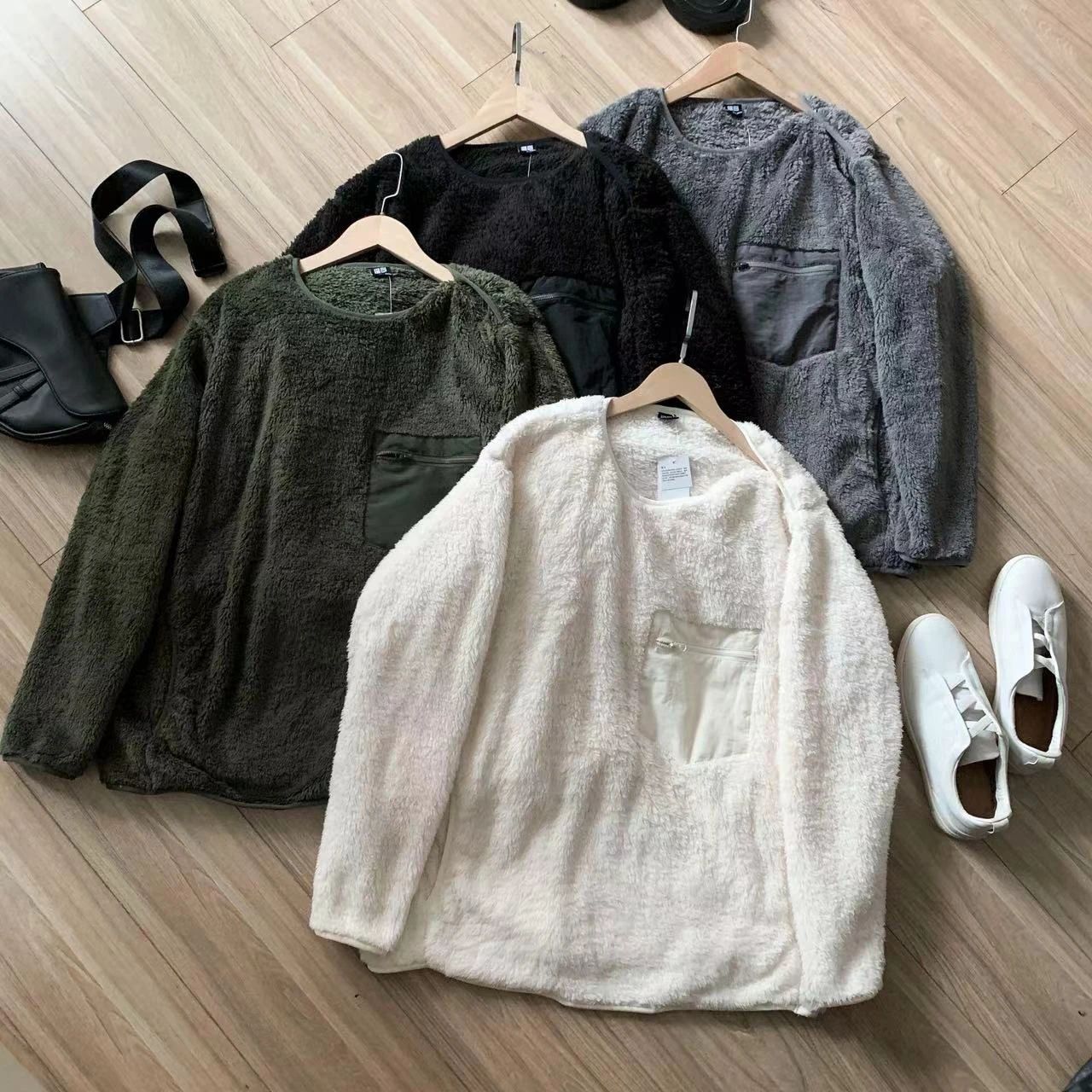 Men's Clothing Fitting room! Super soft! Designer cooperation men's style polar fleece pullover casual sweater jacket_voghion.com