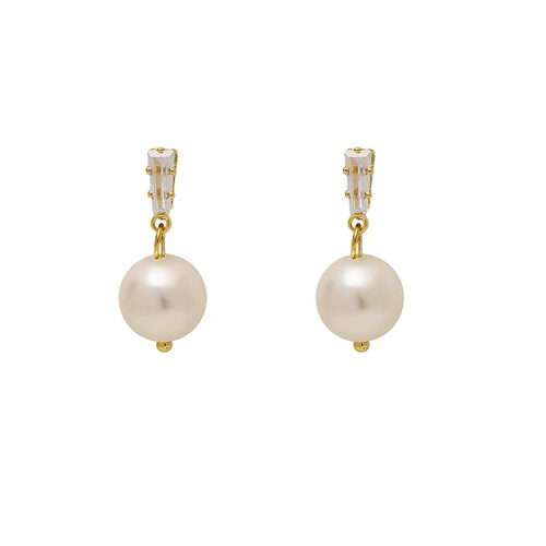 925 silver needle simple zircon pearl earrings for women, fashionable and versatile earrings, light luxury, high-end earrings and earrings