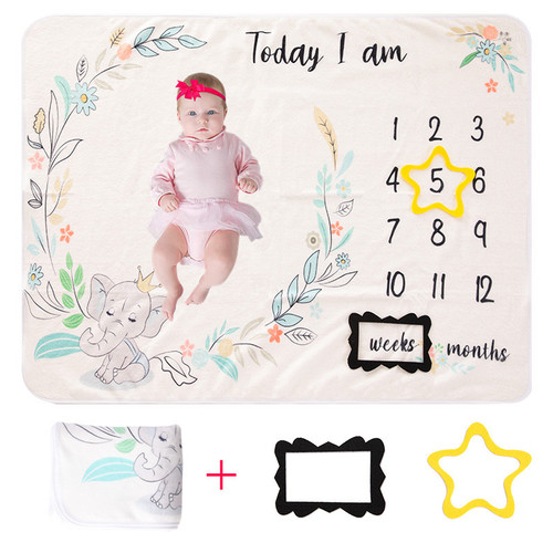 Baby Milestone Growth Memory Blanket Dual-Sided Flannel Photo Background Blanket Cover Creative Photography Prop