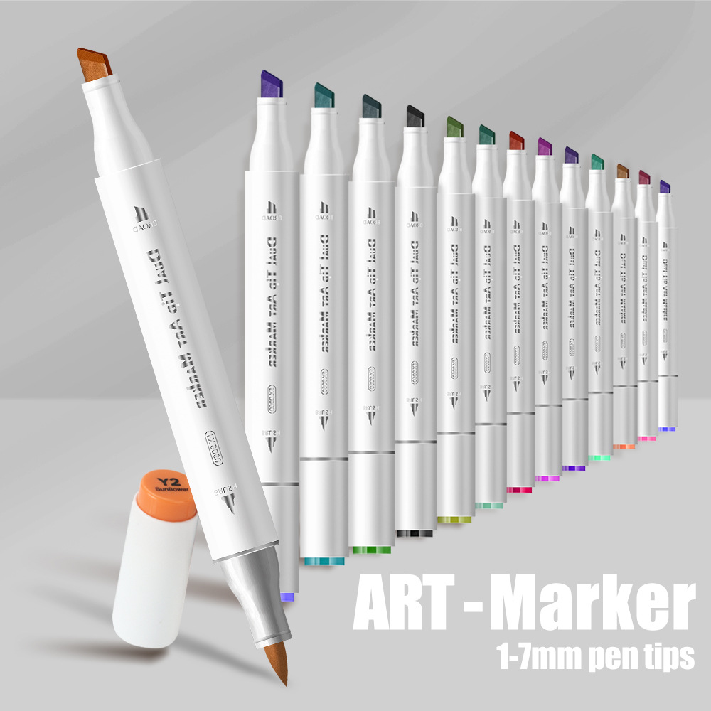 Blanda cabeza marcador bolígrafo conjunto de arte animado color de piel bolígrafo de tela bolsillo de pintura de dos cabezas de acuarela de estudiantes de secundaria