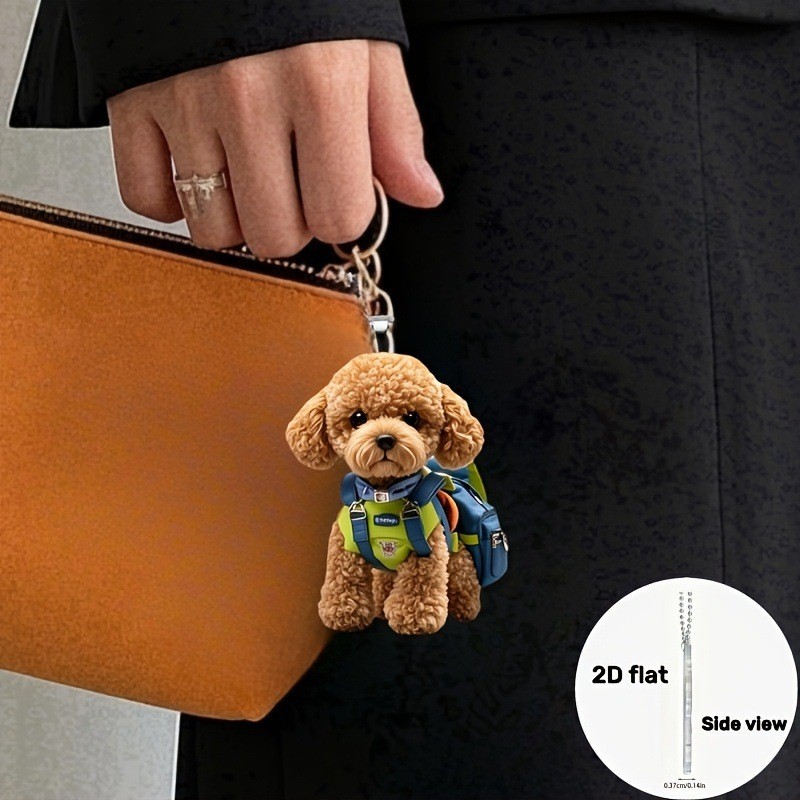 Nueva mochila colgante de Teddy acrílico plano transfronterizo espejo retrovisor interior decoración colgante de llaver image 3