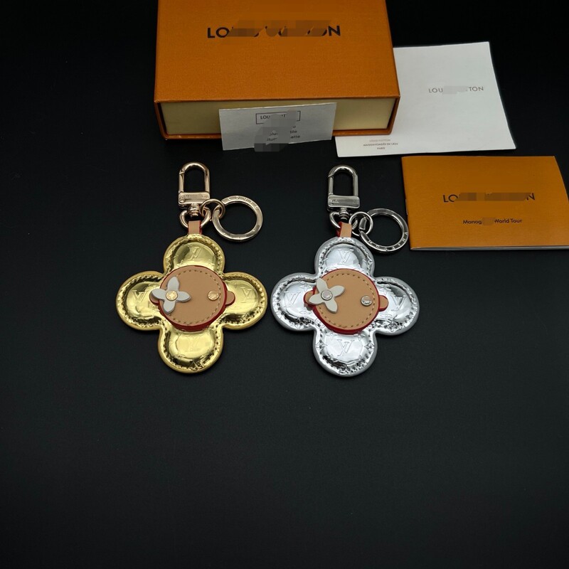 Louis Vuitton Sunflower Keychain Pendant, Available in Gold and Silver, Leather Petals