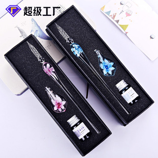 Glass gift box, rollerball pen, coloured pencils, direct factory sales, Birthday gift
