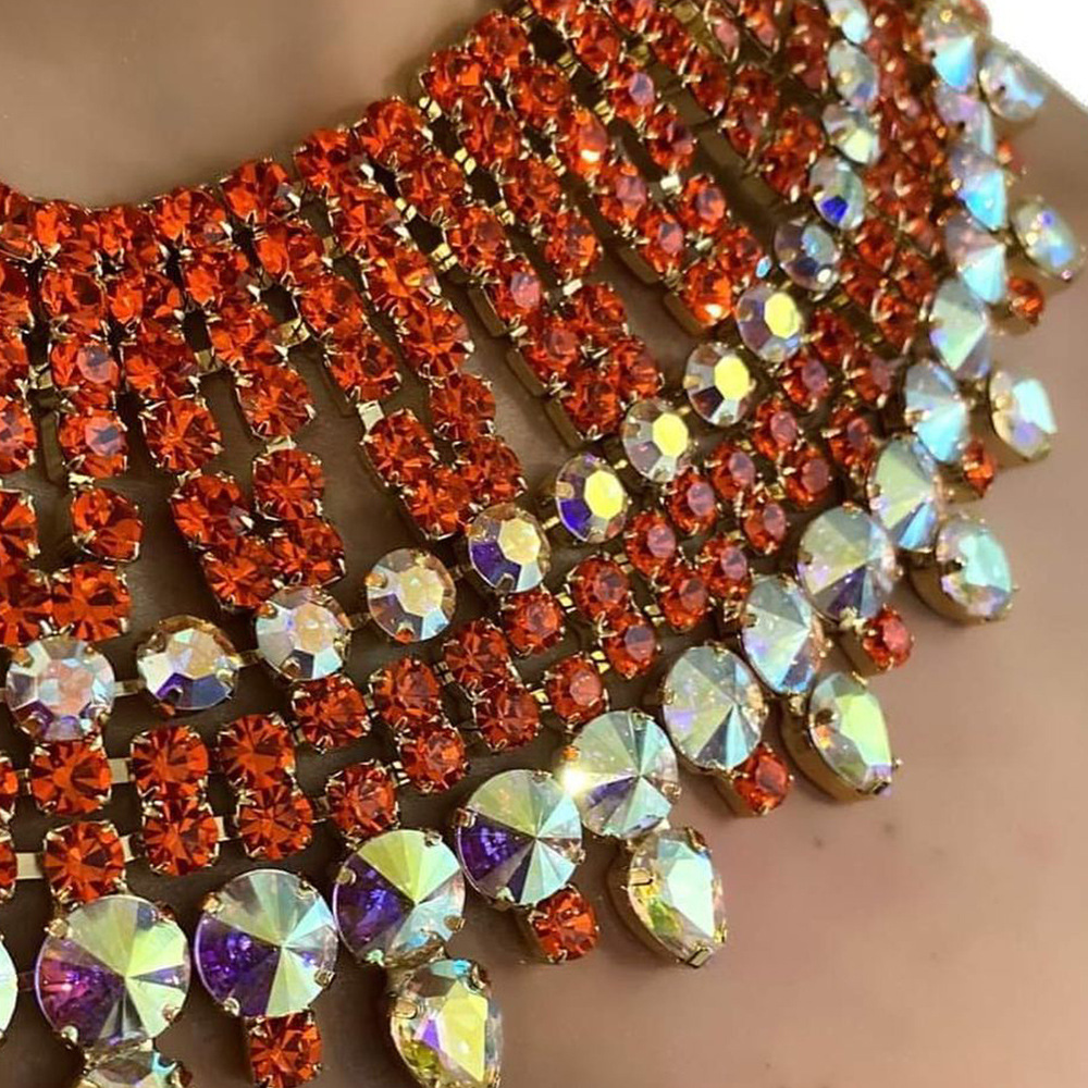 AliExpress Venta caliente rhinestone collar traje de las mujeres de Europa y América sexy multi-capa rhinestone collar pendientes conjunto de Joyas