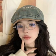 超轻玳瑁金丝眼镜椭圆框女近视可配有高度数素颜小脸专用眼睛框架