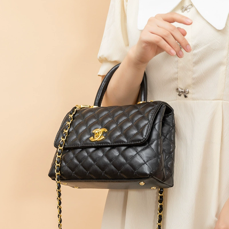 Сумка через плечо одно-ременная из натуральной кожи, стиль Chanel, цепочная сумка