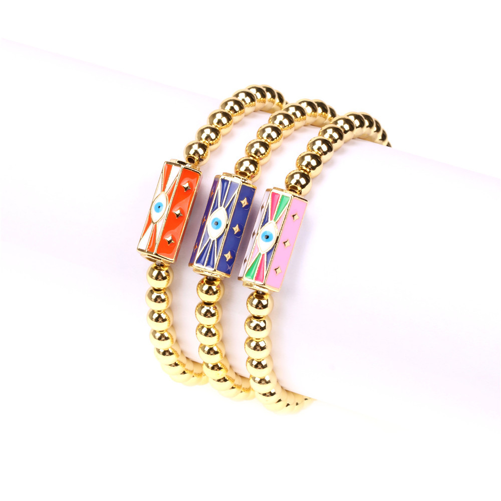 wholesale jewelry devilu0027s eye enamel beaded copper bracelet cnihaojewelry