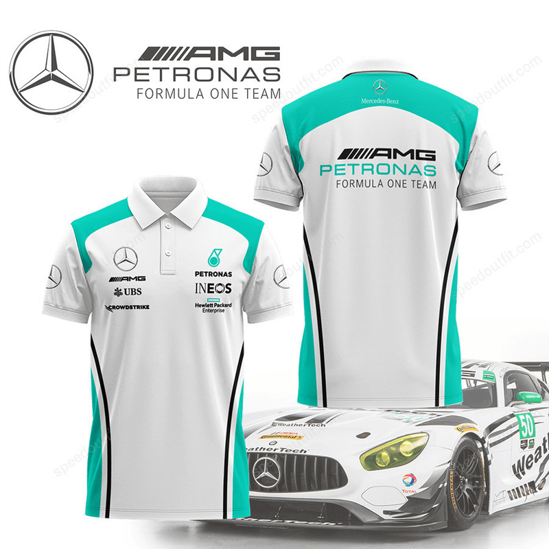 Summer Cross-Border European and American Men's Short-Sleeved Polo Shirts Export Men's Polo Shirts Amazon Tops Mercedes-Benz Team