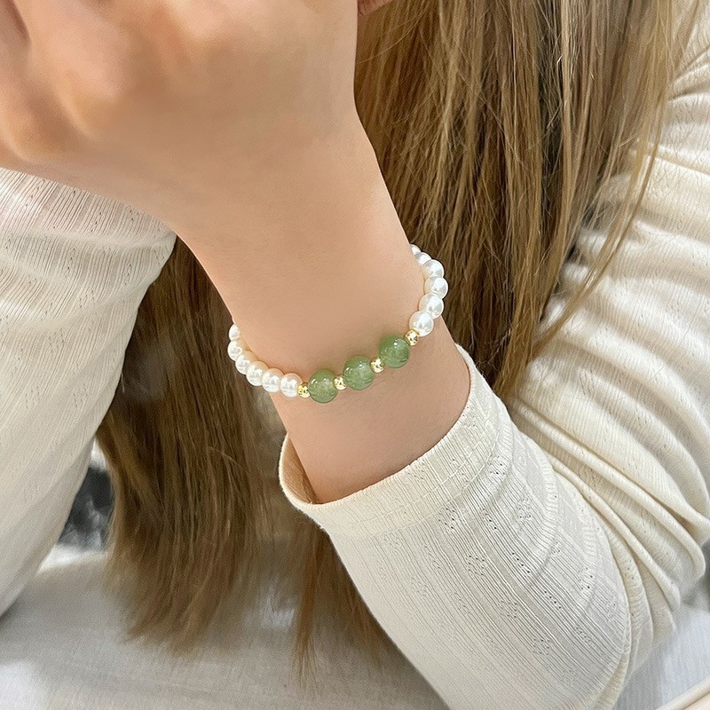 つや消しベビーブレスブレスレット女性用 2025 新しいライト高級ニッチ絶妙なリボン二層パールブレスレット|undefined
