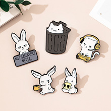 创意可爱卡通兔子猫咪胸针个性简约小众衣饰百搭装饰徽章配饰别针
