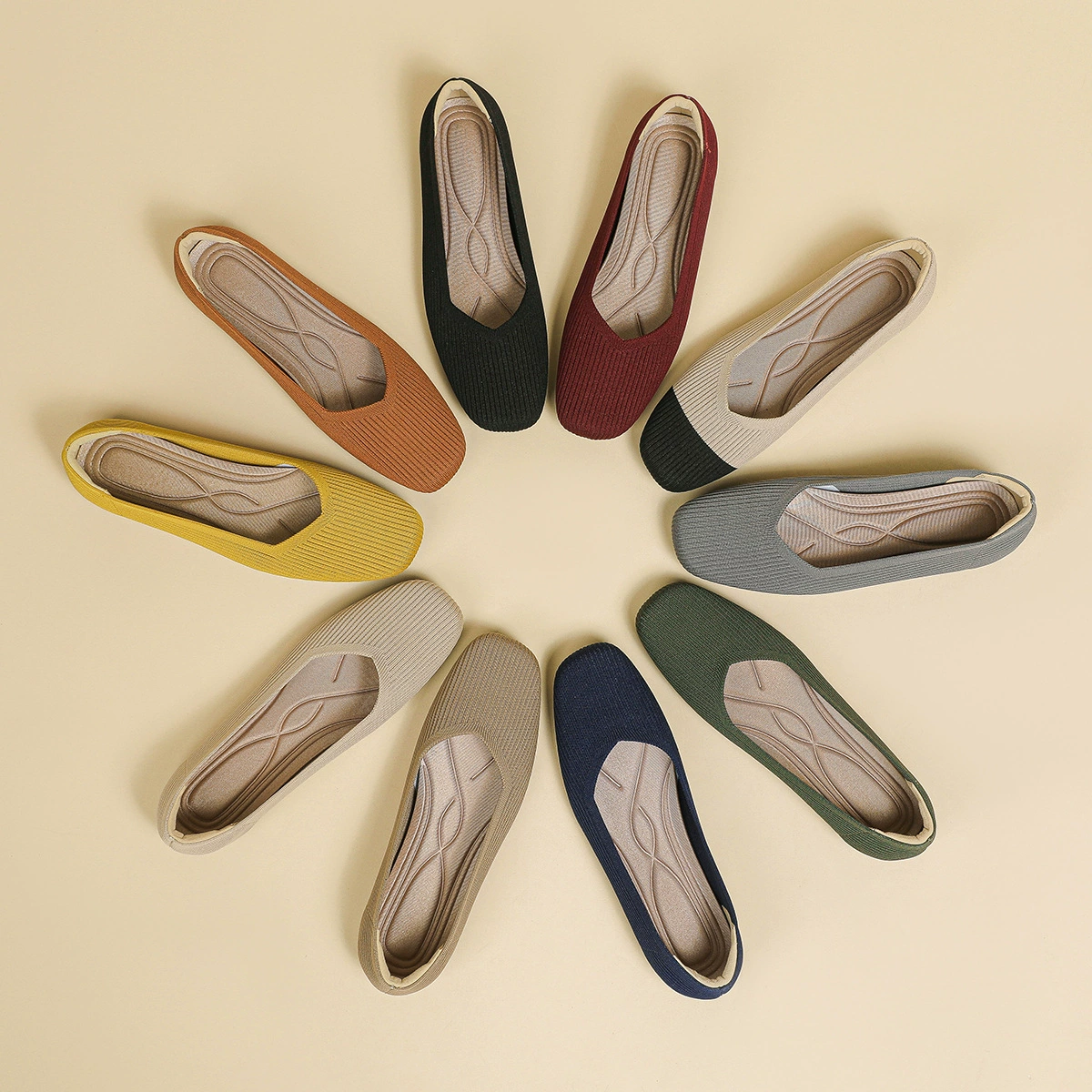 Туфли принцессы 2024, Весенняя новинка, с квадратным носком и мелкой стопой, однотонная дышащая повседневная обувь на плоской подошве с мягкой подошвой для женщин