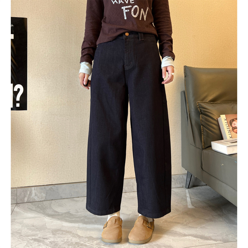 Denim Original Color Straight Leg Slimming Cropped Knife Pants! High-Waisted Slimming Casual Jeans 2025 New Pants