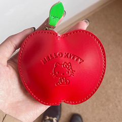 HelloKitty红色苹果皮质零钱包可爱迷你kt便携耳机证件随身小卡包