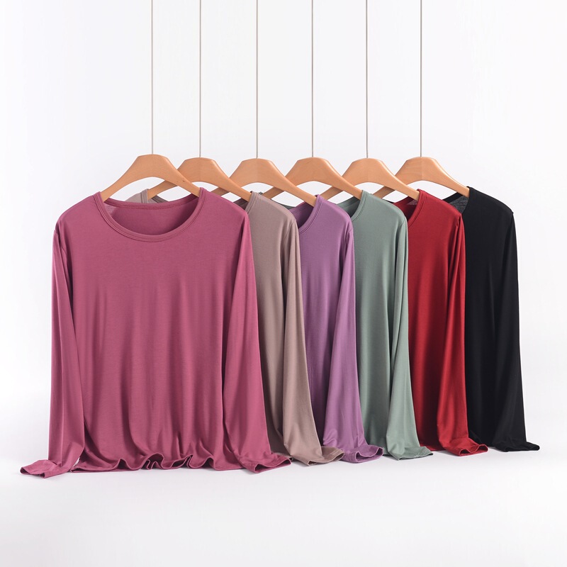 Plus-Size New Round-Neck Long-Sleeve T-Shirt Base Shirt Elastic Large Basic Versatile Top Autumn Women's Top Plus-Size New Round-Neck Long-Sleeve T-Shirt Base Shirt Elastic Large Basic Versatile Top Autumn Women's Top