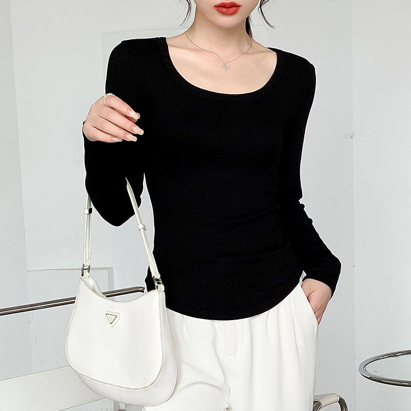 Base body-friendly demi-season velvet white fleece warm long-sleeve