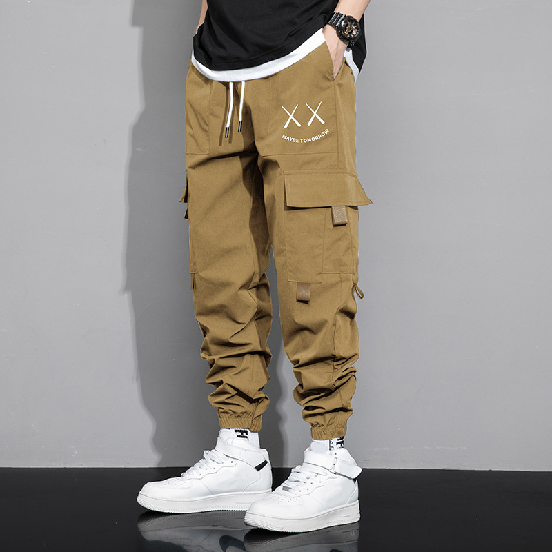Nuevo hombre primavera y otoño deportivo ocio suelto multi-bolsillos ropa de moda americana ropa de ocio pantalones largos