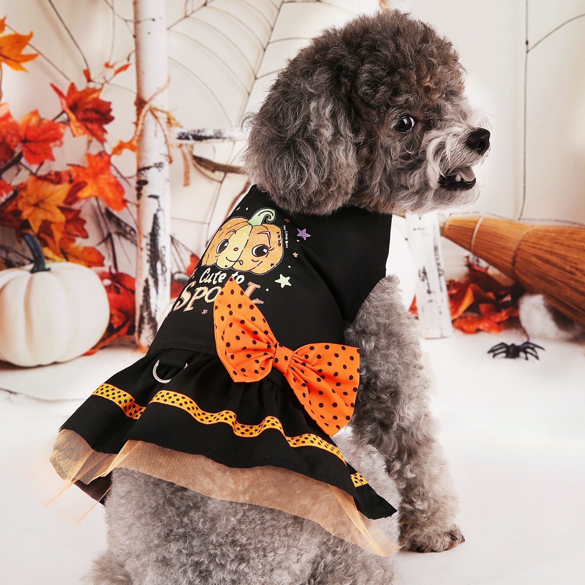 Vestido de Calabaza para Perro de Poliéster y Algodón para Halloween y Fiestas