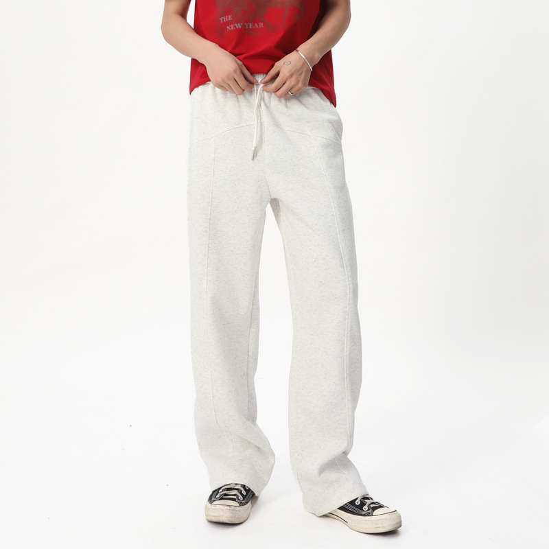 Mtlclothes Men's Clothing | American-Style Straight-Leg Sweatpants for Men, Sporty Drapey Elastic Waist Pants, Loose Casual Long Pants.