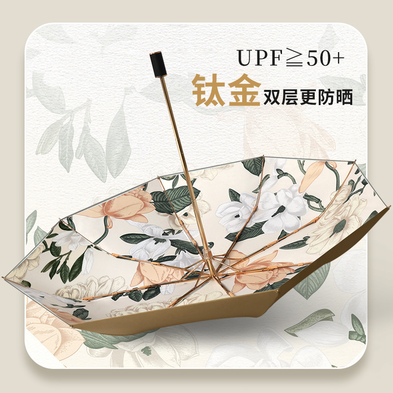 Double-layer Folding Umbrella Sun Umbrella Women's Sunscreen Umbrella Anti-ultraviolet Sunshade Umbrella Reinforced Anti-storm Sunny Umbrella Dual-use