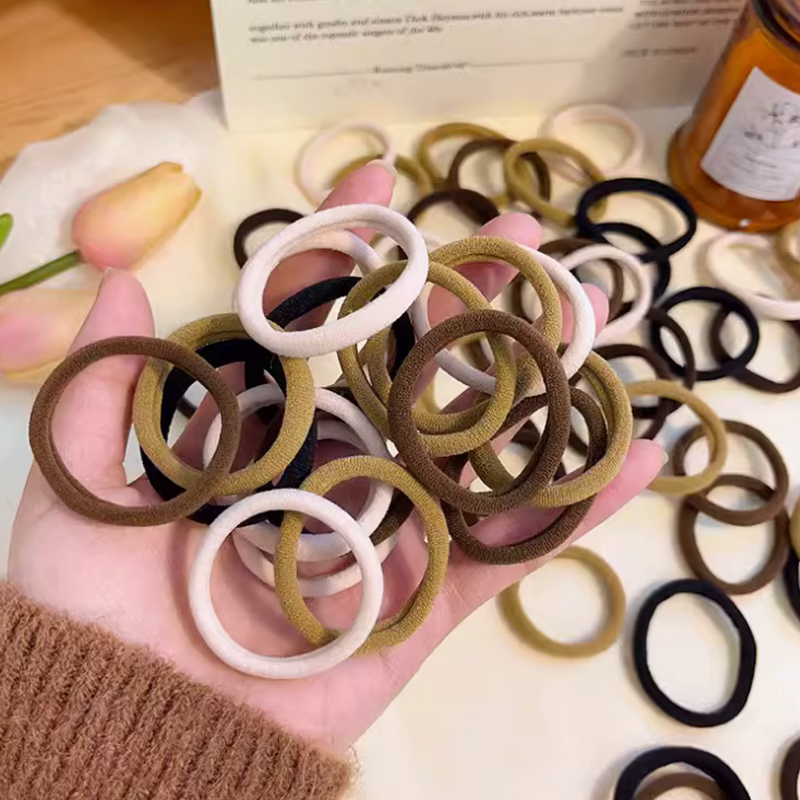 Gomas de mujer gruesas, alta elasticidad, duraderas, cuerdas negras para adulto, cubierta de cuero, tocado