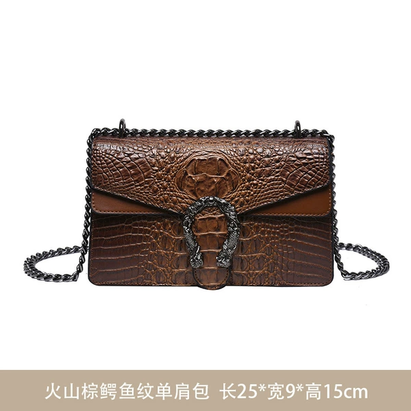 One-shoulder bag, crocodile print
