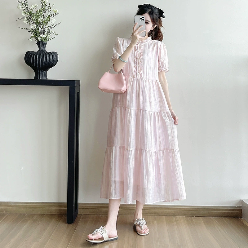 Summer fashionable fresh fitted brace for pregnant, dress, loose fit, plus size