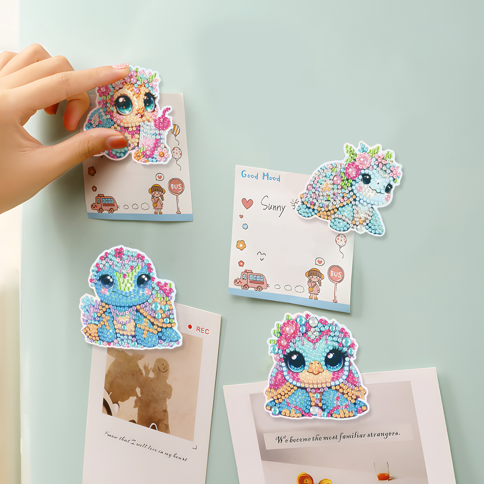Ventas transfronterizas mejores pinturas de diamantes hechas a mano artesanías de dibujos animados animales suaves pegatinas magnéticas multi-pieza pegatinas de refrigerador de cocina