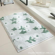 超细纤维小花浴室吸水防滑脚垫床边卫生间洗手台地垫跨境电商机洗