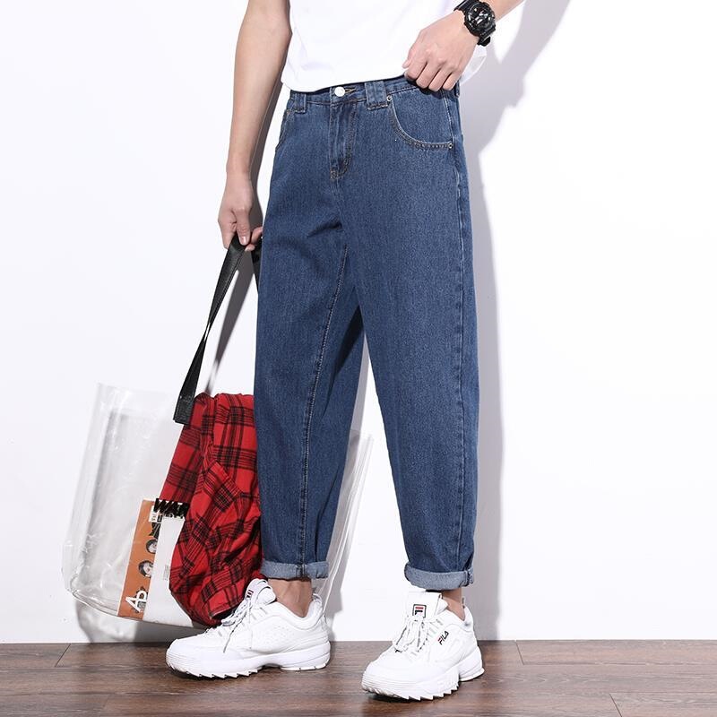 Shanlida Summer Thin Cropped Jeans for Men, Loose Dad-Style Straight-Leg Korean Fashion Men's Pants Shanlida Summer Thin Cropped Jeans for Men, Loose Dad-Style Straight-Leg Korean Fashion Men's Pants