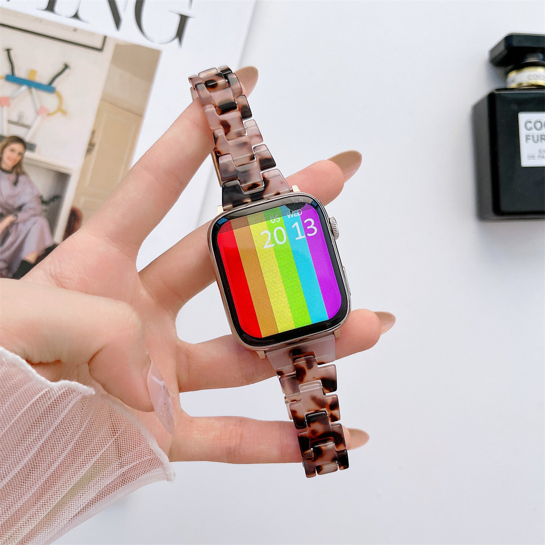 40g Weight Apple watch watchband Classification Resin Material Multicolor, Solid Color Pattern Casual, Retro Style Casual Retro Multicolor Solid Color Apple Watch Watchband 13