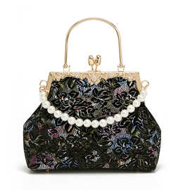 2025新款时尚旗袍复古口金包高颜值中式古风汉服手提包青花瓷拎包