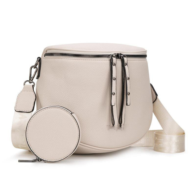 New Style Women's Crossbody Bag, Fashionable Retro Saddle Bag, Pebbled Pattern Women's Wide Shoulder Strap Single Shoulder Crossbody Bag Wholesale New Style Women's Crossbody Bag, Fashionable Retro Saddle Bag, Pebbled Pattern Women's Wide Shoulder Strap Single Shoulder Crossbody Bag Wholesale
