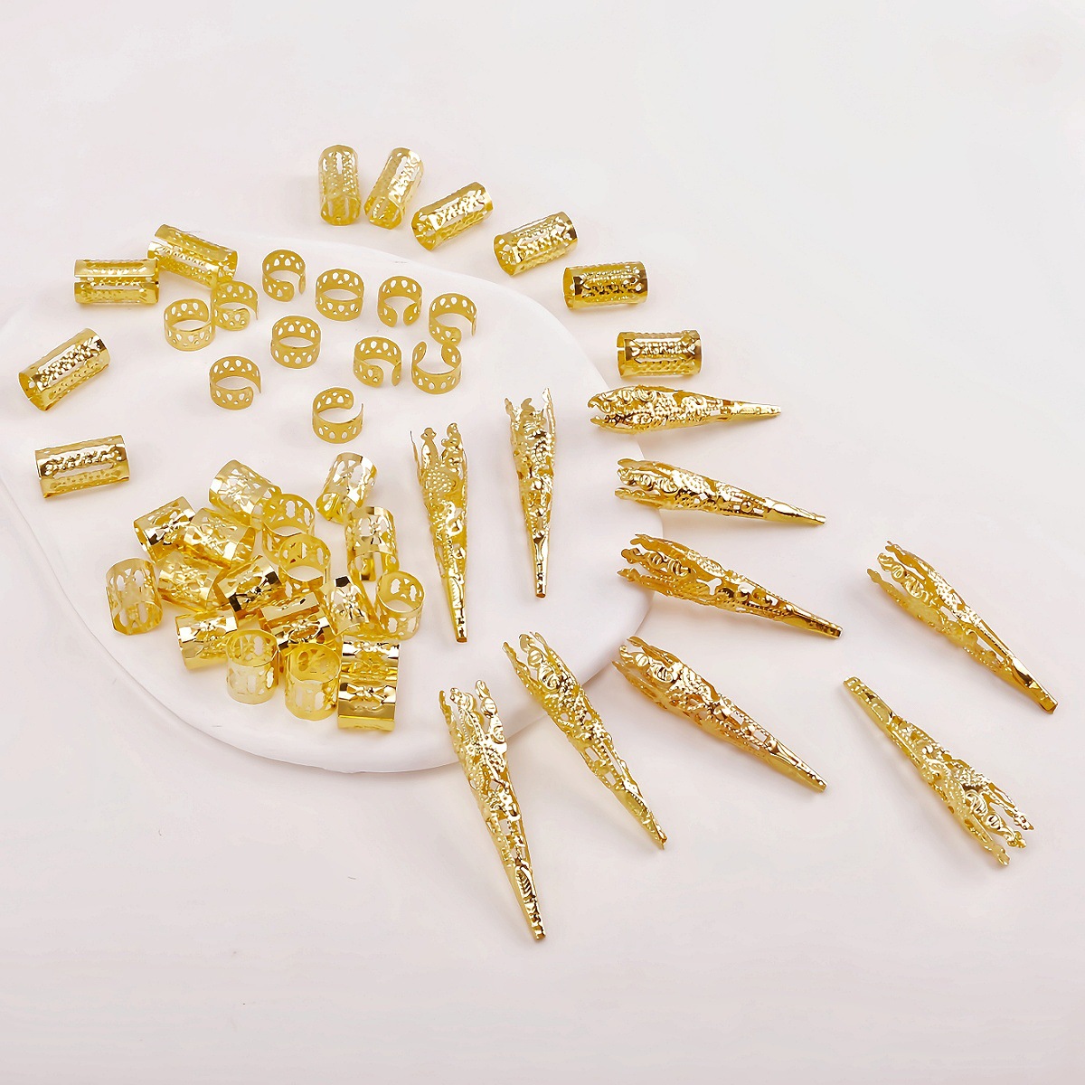 50 piezas de estilo antiguo anillo de cabello trenzado sucio negro europeo y americano transfronterizo Amazon Xiyin Temu alojamiento completo estación independiente shein