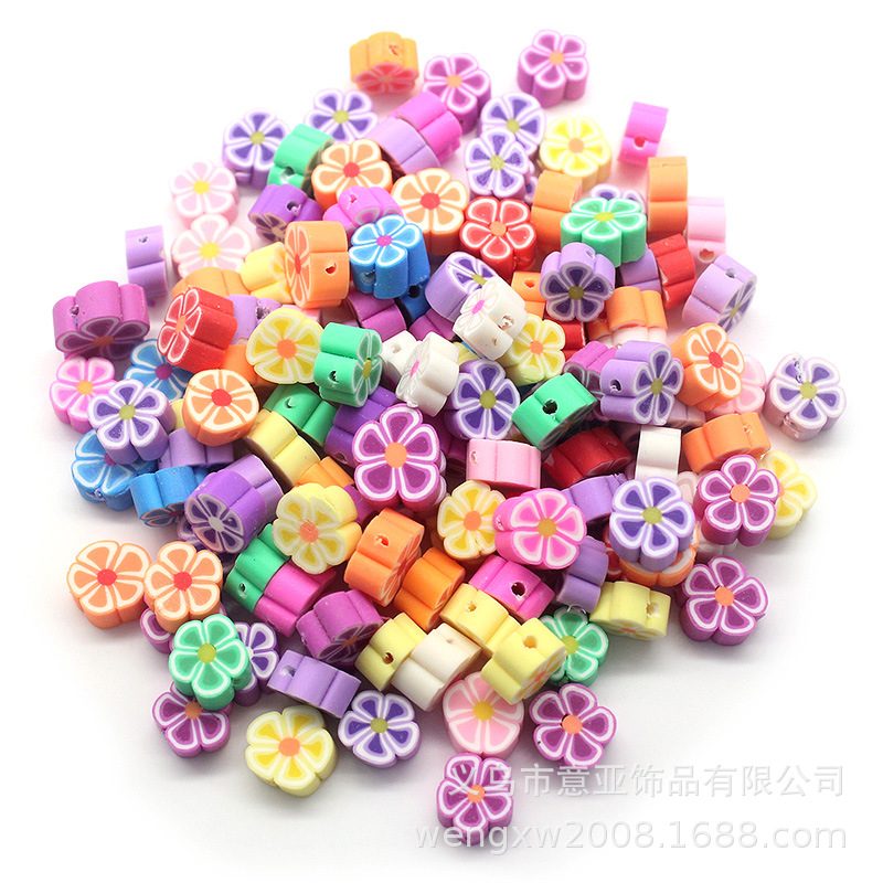 Cuentas de cerámica suave DIY, caras sonrientes, sueltas para pulseras y collares