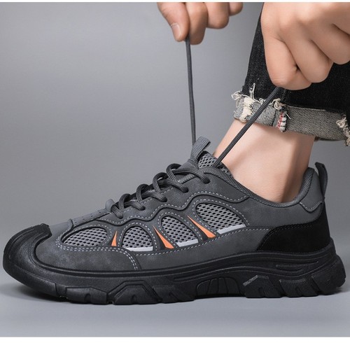 Men's New Hiking Shoes Mesh Breathable Casual Shoes Thick Sole Hollow Comfort Versatile Sports Shoes Outdoor Work Shoes