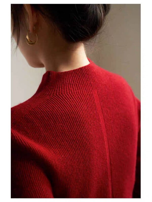 SS STUDIO Happy New Year early autumn seamless integrated red half turtleneck sweater women's undershirt