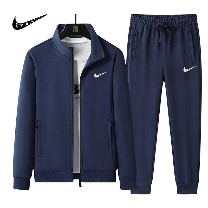 2025 New Men's Sports Suit Men's Sports Casual Suit Cardigan Zipper Two-Piece Cotton Sports Suit Men