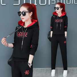 连帽卫衣两件套2021春秋季新款休闲运动服运动套装女宽松大码女装