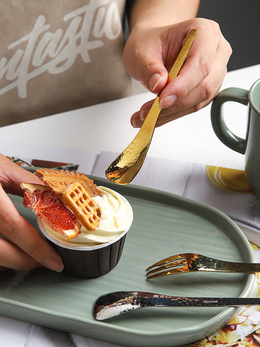 Japanese hammer pattern stainless steel tea snack tableware Instagram style home fruit fork dessert plate sweet dish coffee spoon mooncake fork