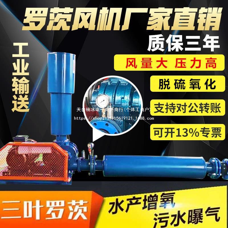 三叶罗茨风机增氧机鱼塘曝气真空泵大型大功率高压污水处理鼓风机